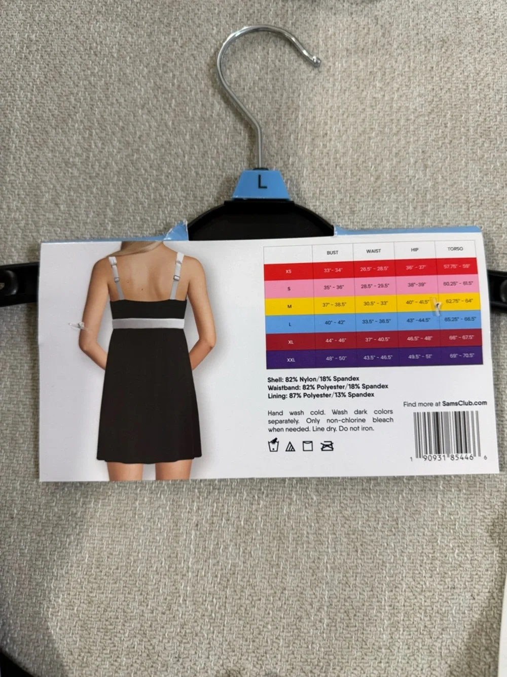 Lands' End Black Swim Dress with White Straps - Picture 4 of 4